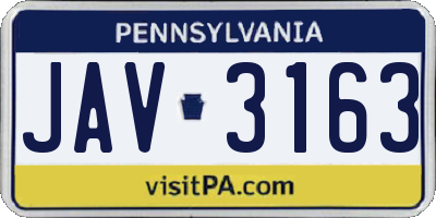 PA license plate JAV3163