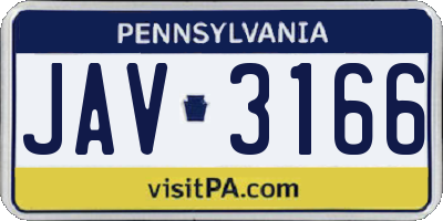 PA license plate JAV3166