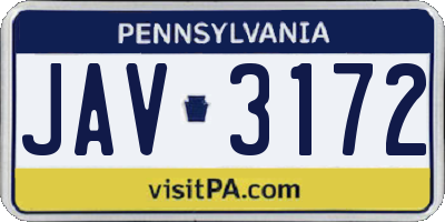 PA license plate JAV3172