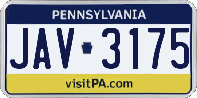 PA license plate JAV3175