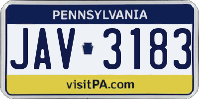 PA license plate JAV3183