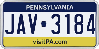 PA license plate JAV3184