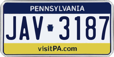 PA license plate JAV3187