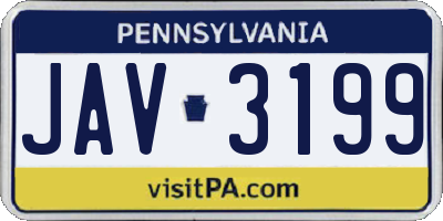 PA license plate JAV3199