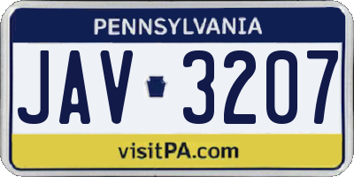 PA license plate JAV3207