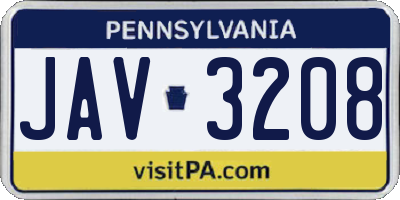 PA license plate JAV3208