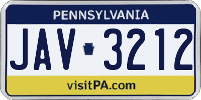 PA license plate JAV3212