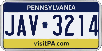 PA license plate JAV3214