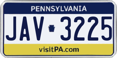 PA license plate JAV3225