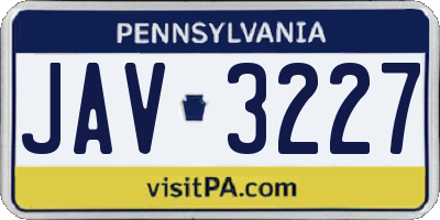 PA license plate JAV3227