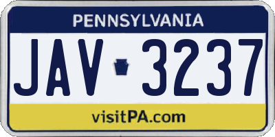 PA license plate JAV3237