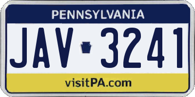 PA license plate JAV3241