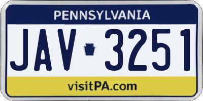 PA license plate JAV3251