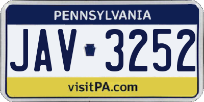 PA license plate JAV3252