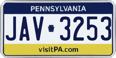 PA license plate JAV3253