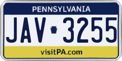 PA license plate JAV3255