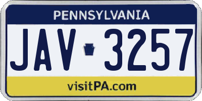 PA license plate JAV3257