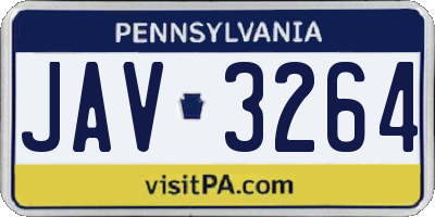 PA license plate JAV3264