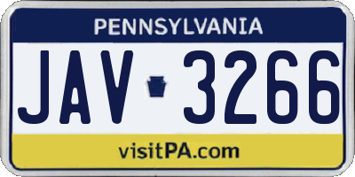 PA license plate JAV3266