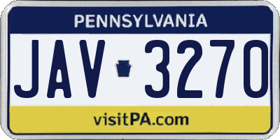PA license plate JAV3270
