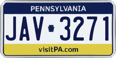 PA license plate JAV3271