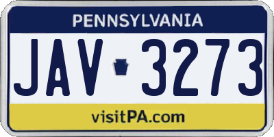 PA license plate JAV3273
