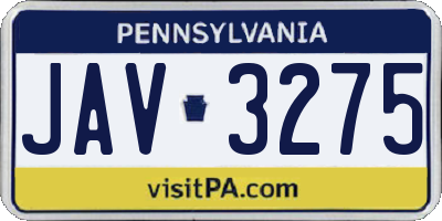 PA license plate JAV3275