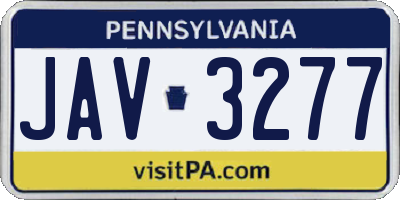 PA license plate JAV3277