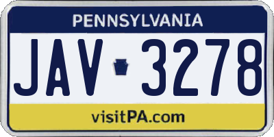 PA license plate JAV3278