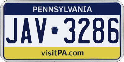 PA license plate JAV3286