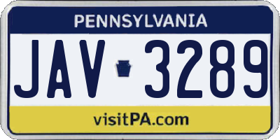 PA license plate JAV3289