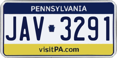 PA license plate JAV3291