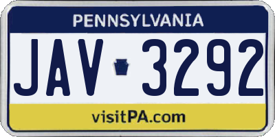 PA license plate JAV3292