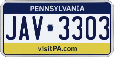 PA license plate JAV3303