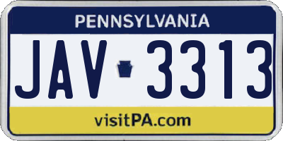 PA license plate JAV3313