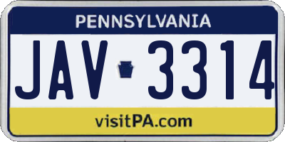 PA license plate JAV3314