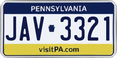 PA license plate JAV3321