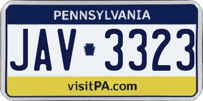 PA license plate JAV3323