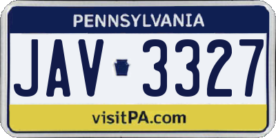 PA license plate JAV3327