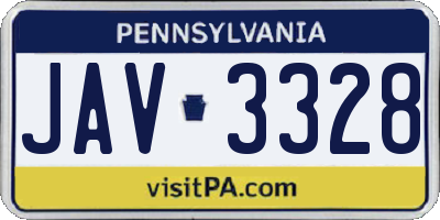 PA license plate JAV3328