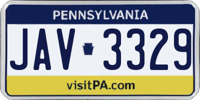 PA license plate JAV3329