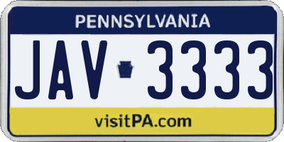 PA license plate JAV3333