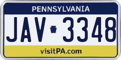 PA license plate JAV3348