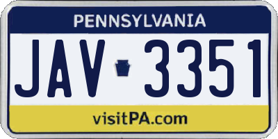 PA license plate JAV3351