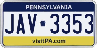 PA license plate JAV3353