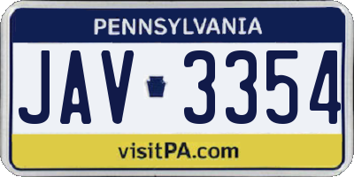 PA license plate JAV3354