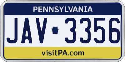 PA license plate JAV3356