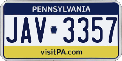 PA license plate JAV3357