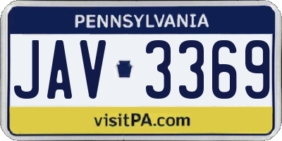 PA license plate JAV3369