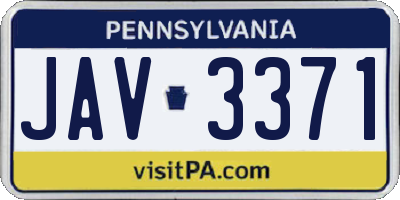 PA license plate JAV3371